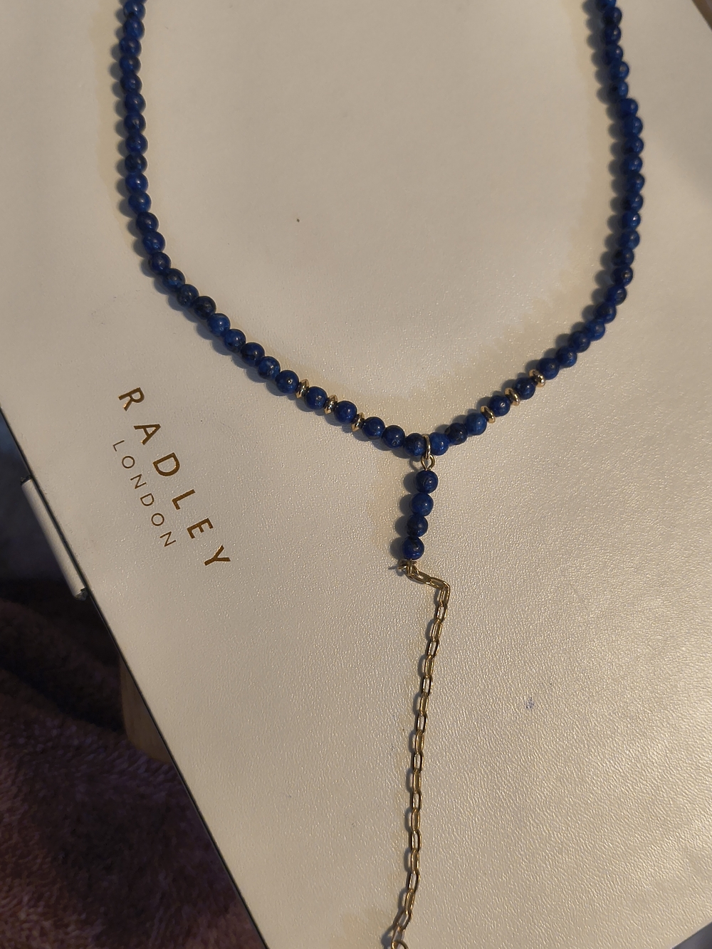 Ettika 18kt Yellow Gold And Lapis Lazuli Y Drop Necklace W/ Arrow Tip Signed